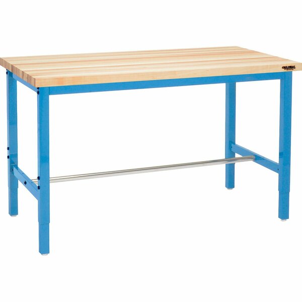 Global Industrial 96 x 30 Adjustable Height Workbench Square Tube Leg, Maple Square Edge Blue 606988BL